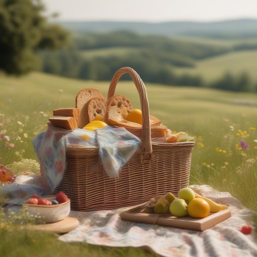 Wicker Picnic Basket Inspired by Meadow Flowers