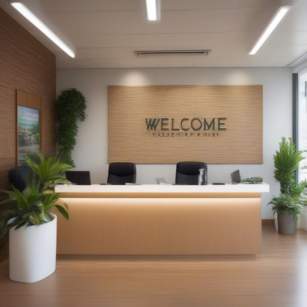 Wicker Office Sign in a Reception Area