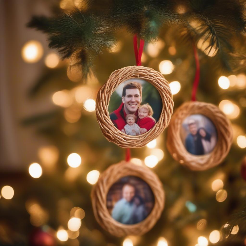 Wicker Photo Ornaments for Christmas