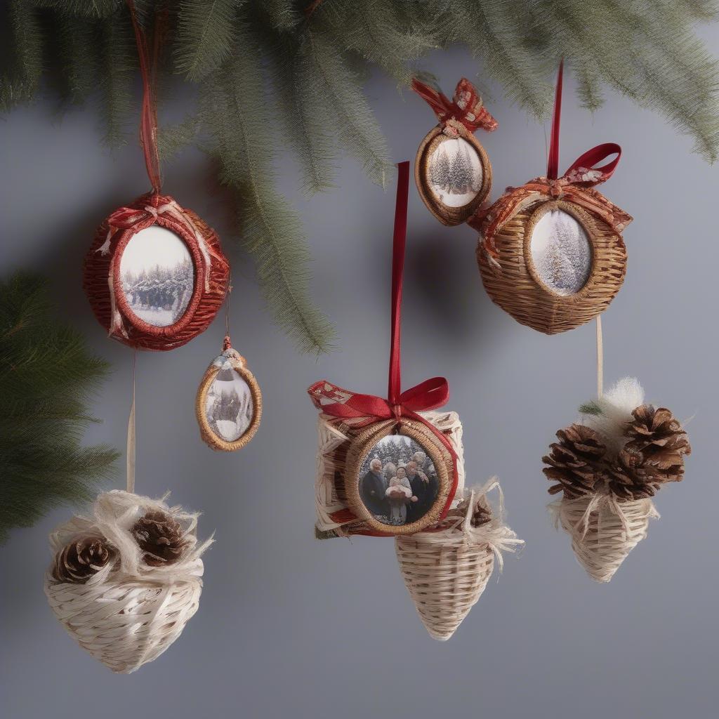 Wicker Photo Ornaments for Christmas