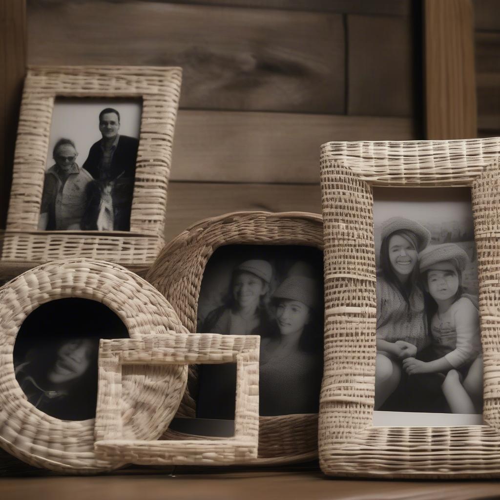 Wicker photo ornaments add a rustic touch to your photos