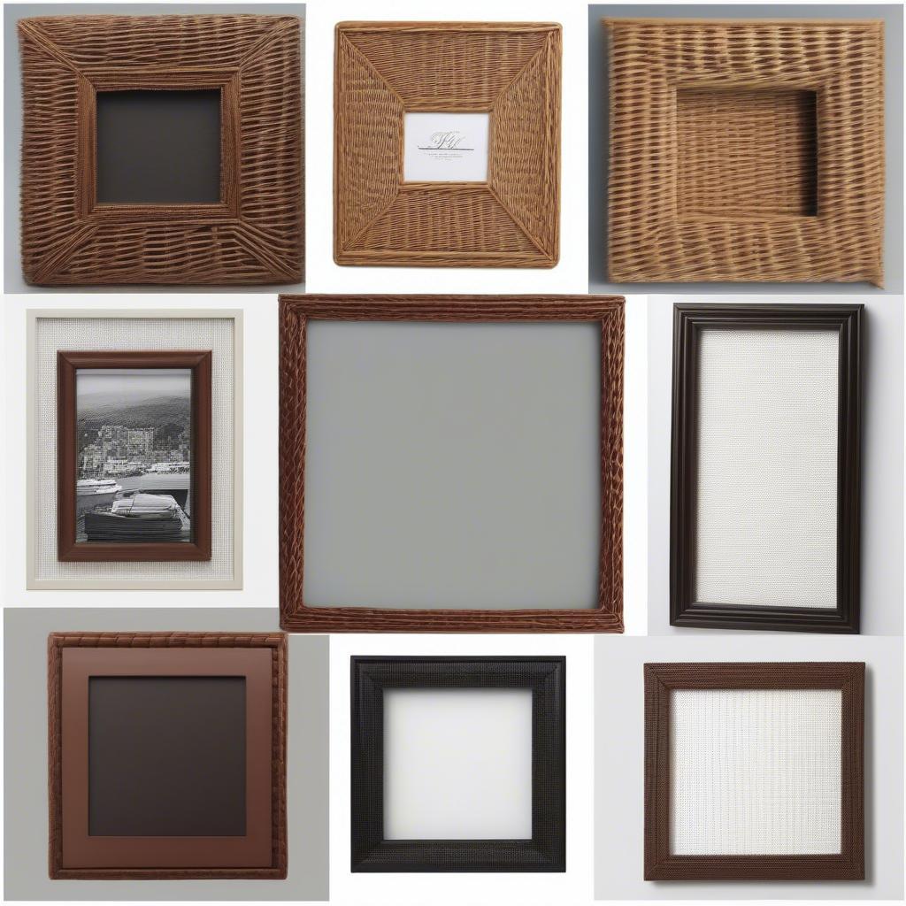 Wicker picture frames for sale near me, displayed in a variety of sizes and styles.