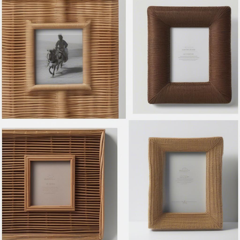 Wicker picture frames displayed on a website for online purchase.