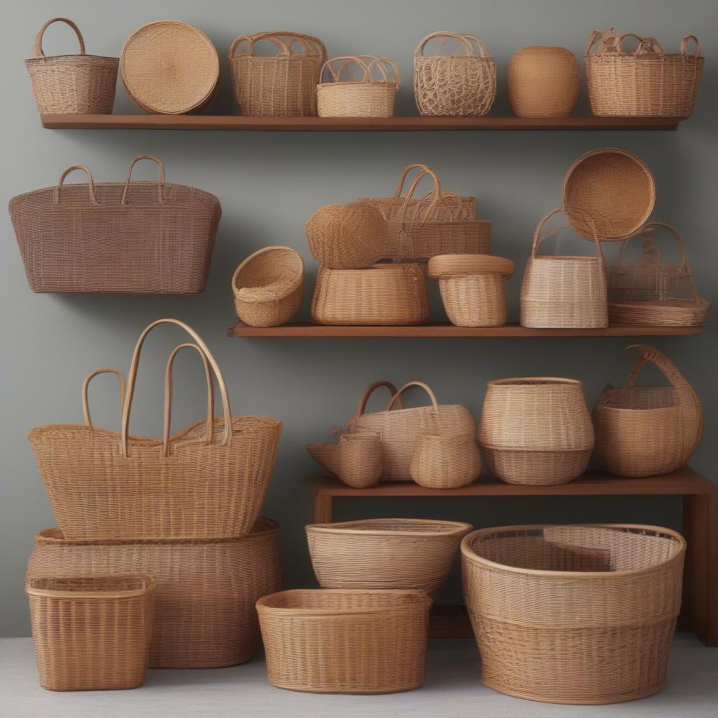 Variety of Wicker and Rattan Baskets