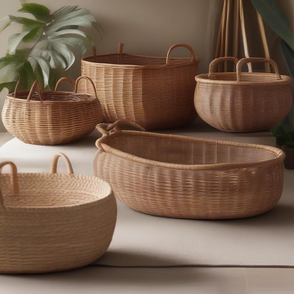 Variety of Wicker and Rattan Baskets