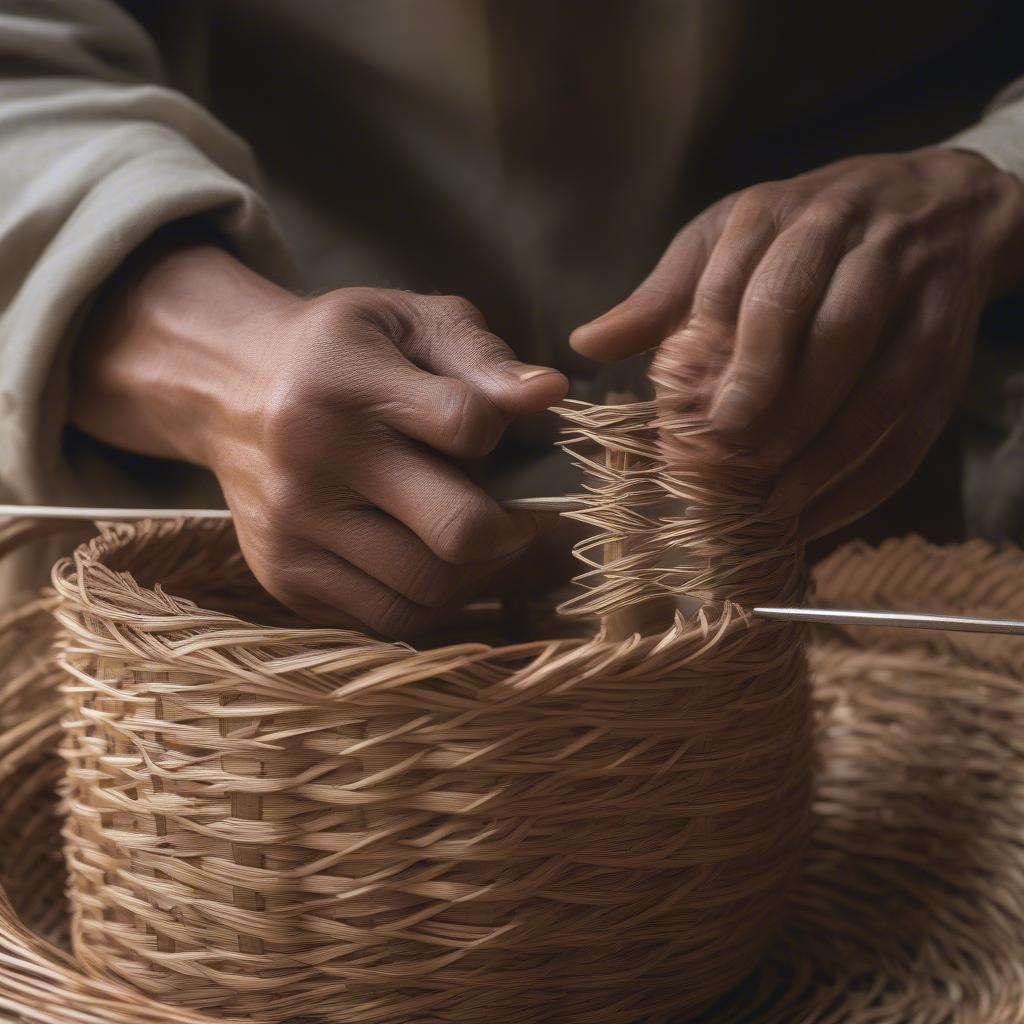 Wicker and Rattan Basket Weaving Process