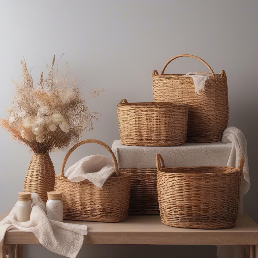 Wicker and Rattan Baskets with Amazing Grace Spray