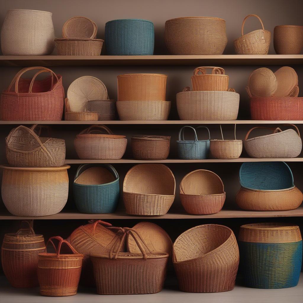 Display of Wicker and Rattan Baskets