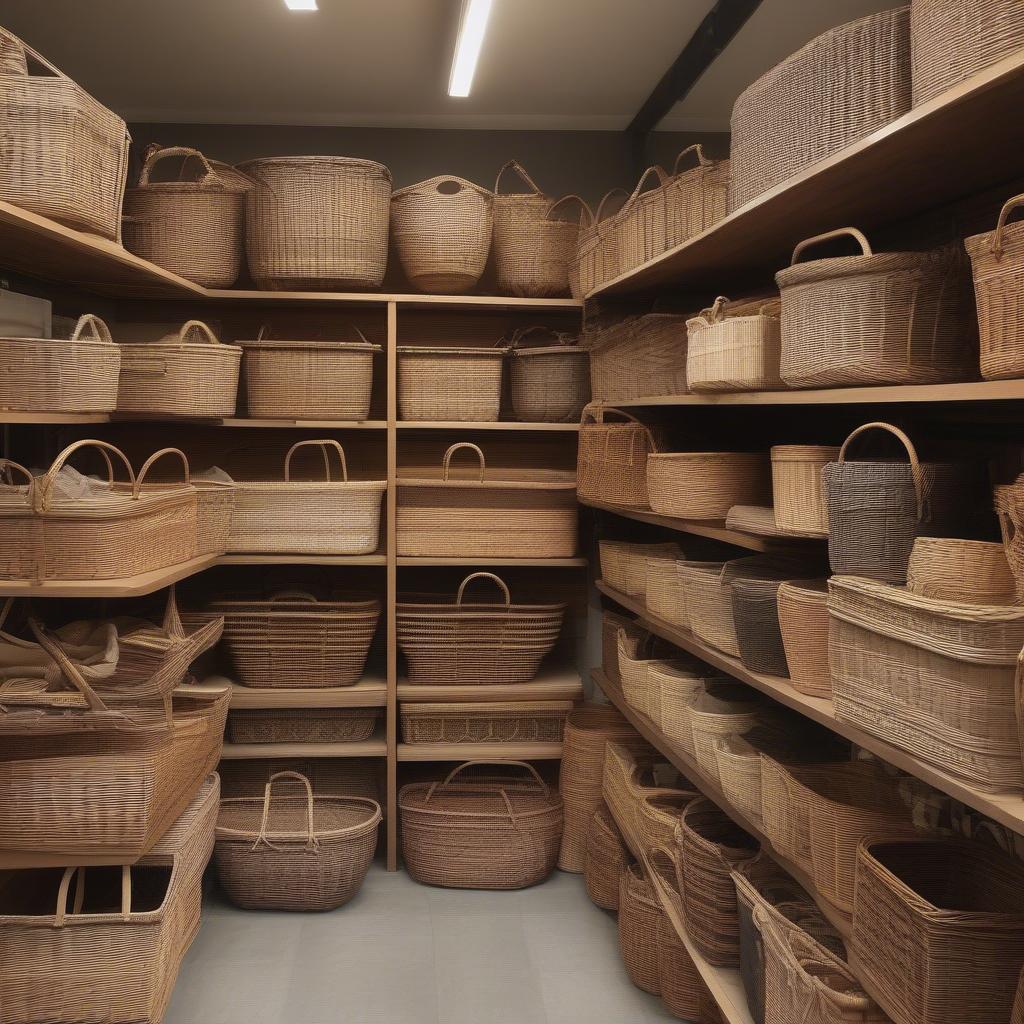 Wicker and Rattan Baskets in a Gilmer Hardware Store