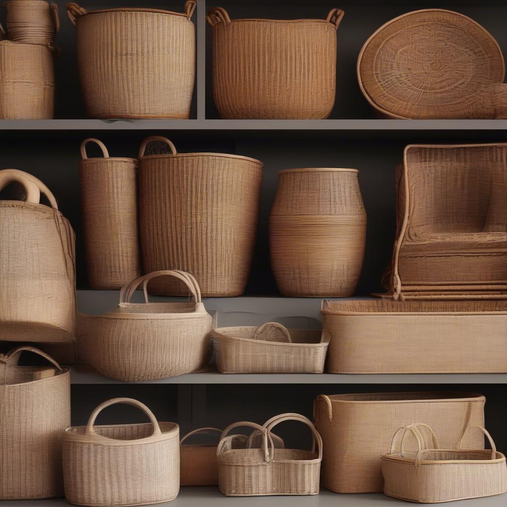 Variety of Wicker and Rattan Baskets