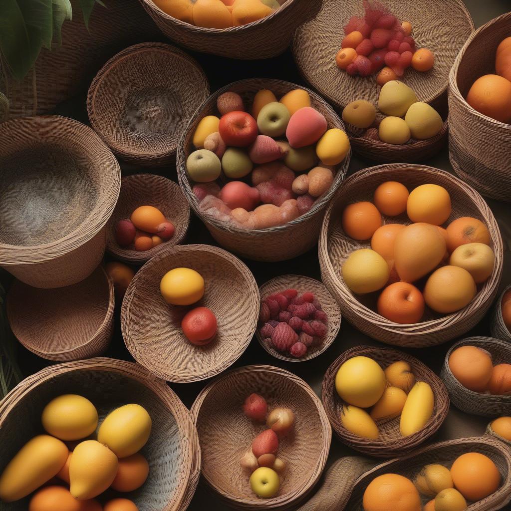 Variety of Wicker and Rattan Baskets