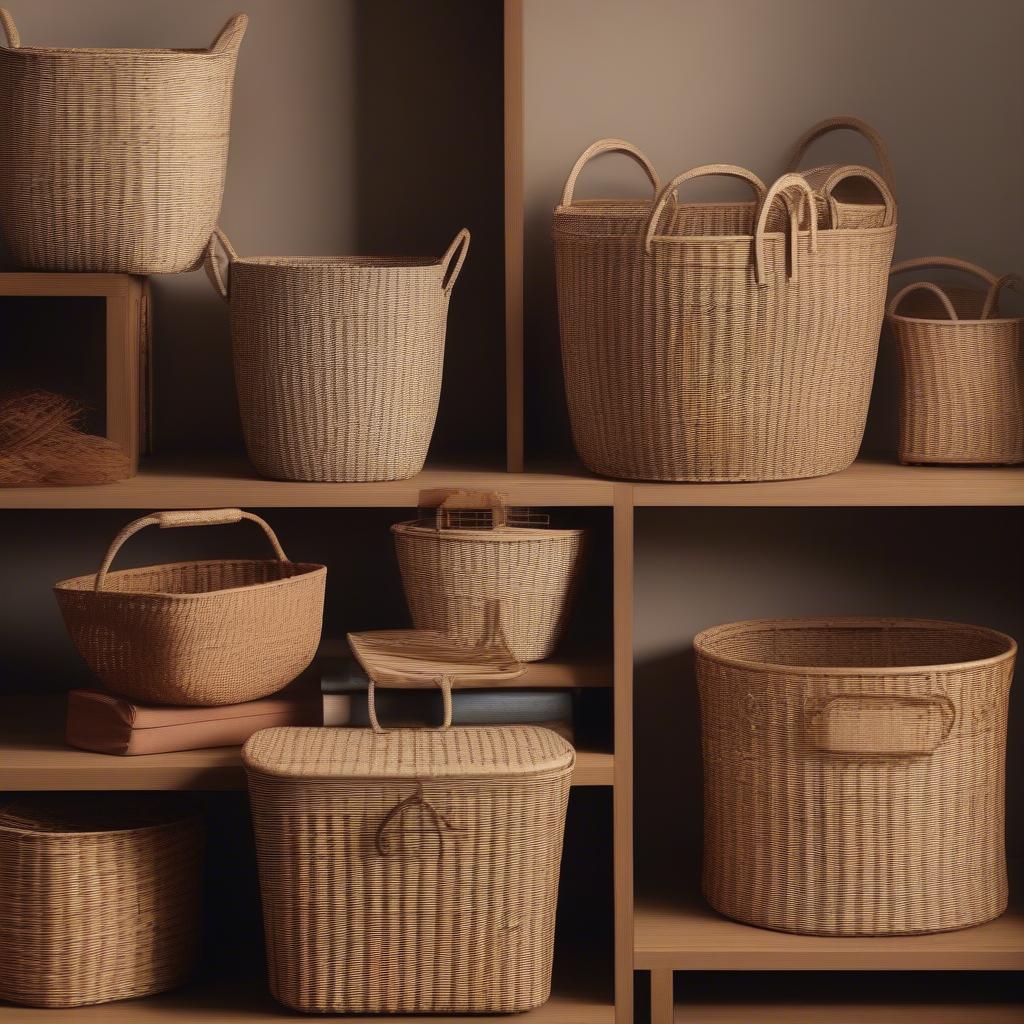 Variety of Wicker and Rattan Baskets