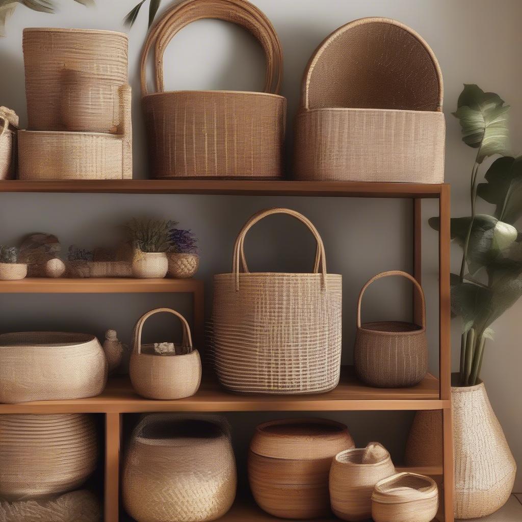 Variety of Wicker and Rattan Baskets