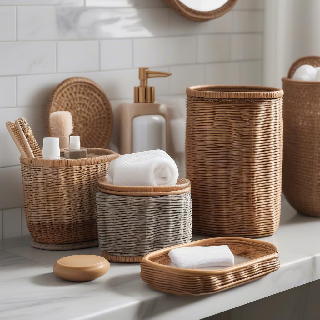 Wicker and rattan bathroom accessories for a spa-like experience