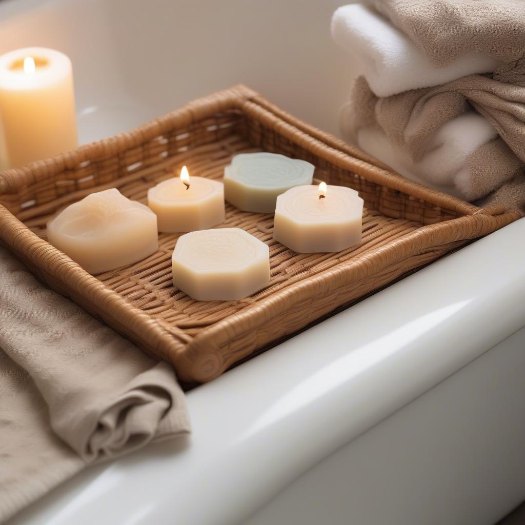 Wicker and Rattan Bathtub Soap Tray