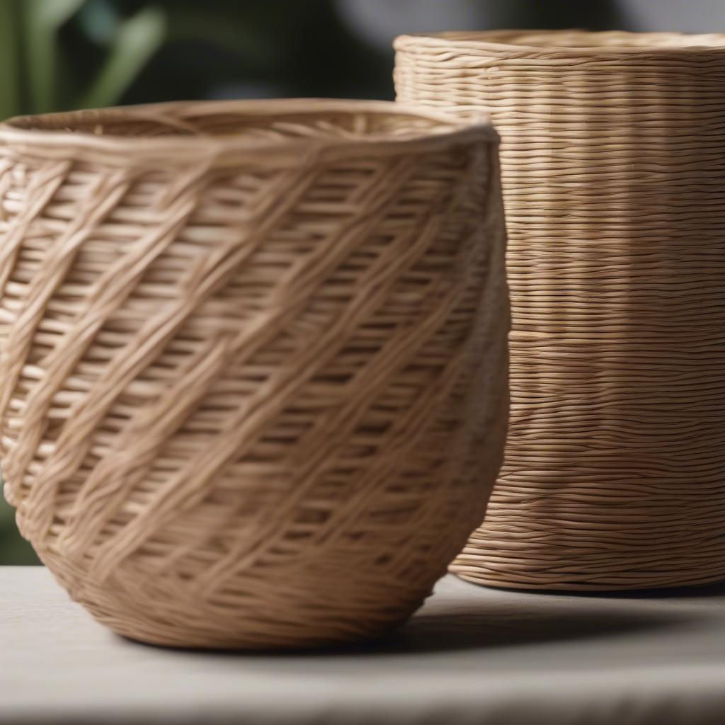 Wicker and Rattan Beaker Vases