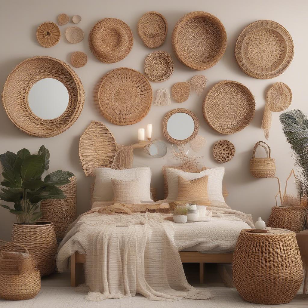 Wicker and Rattan Bedroom Wall Decor Ideas