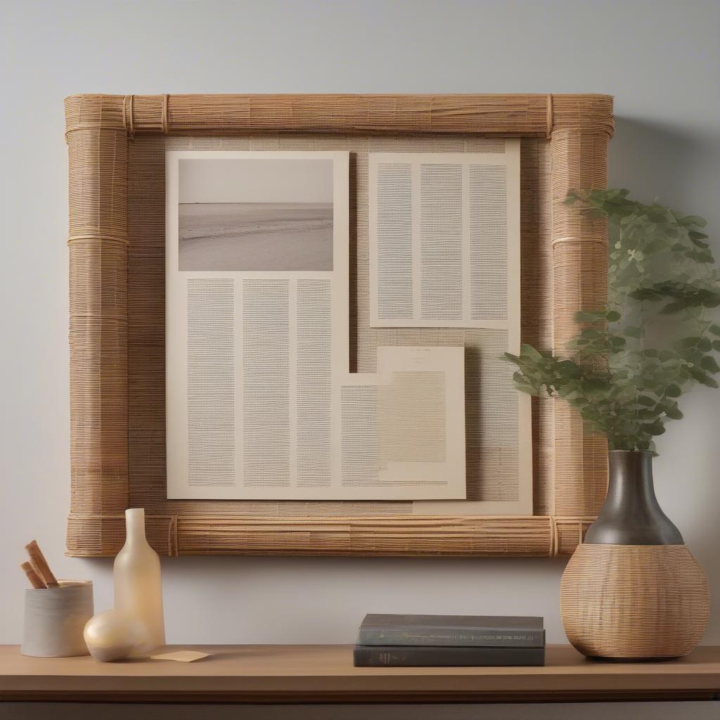 Wicker and Rattan Accents on a Book Page Wall