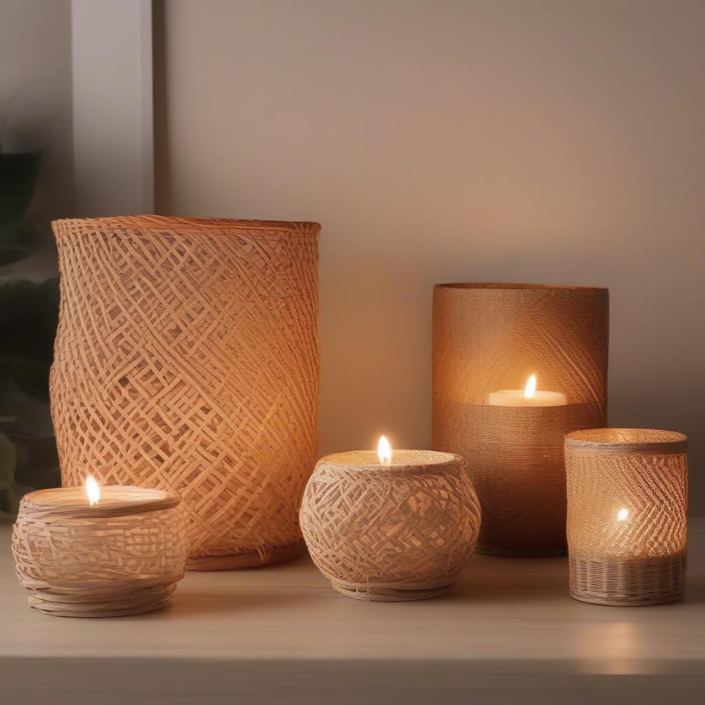 Wicker and Rattan Candle Holders