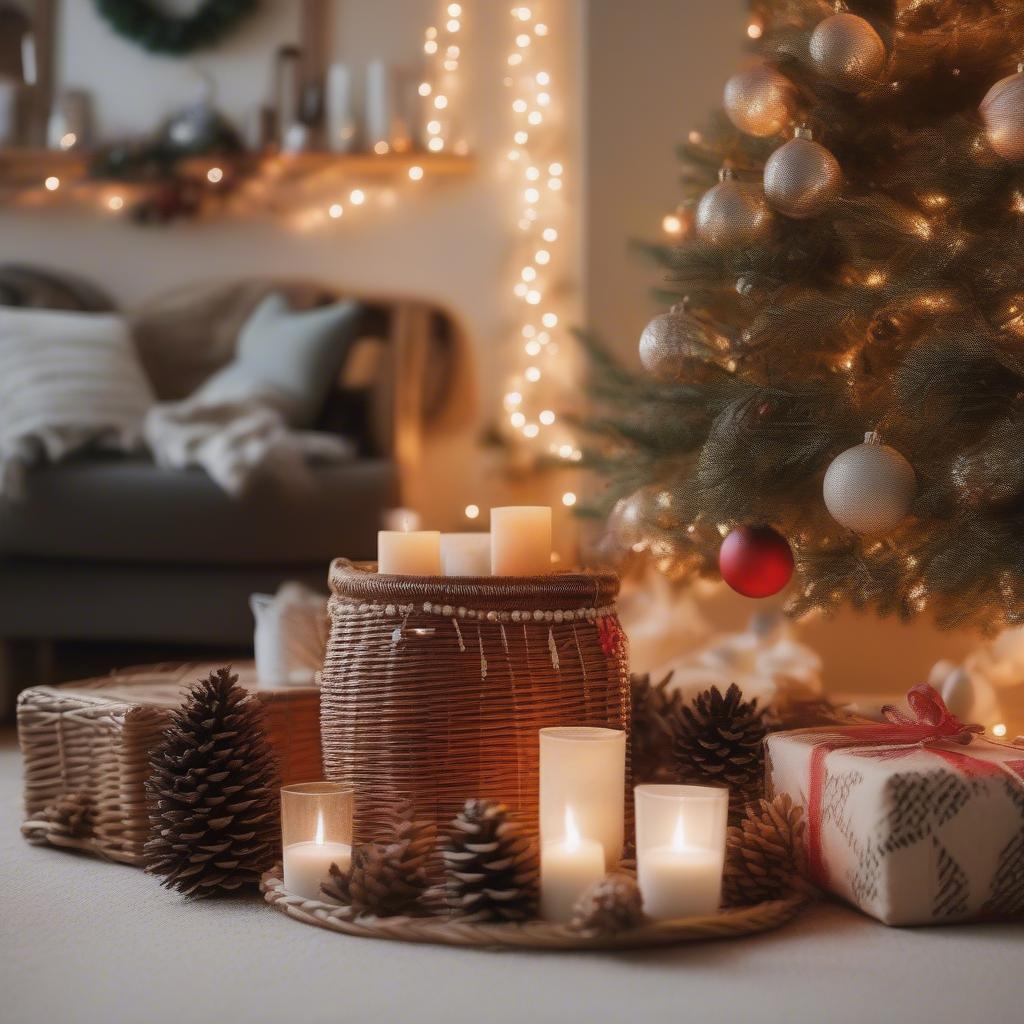 Wicker and Rattan Christmas Decor Ideas