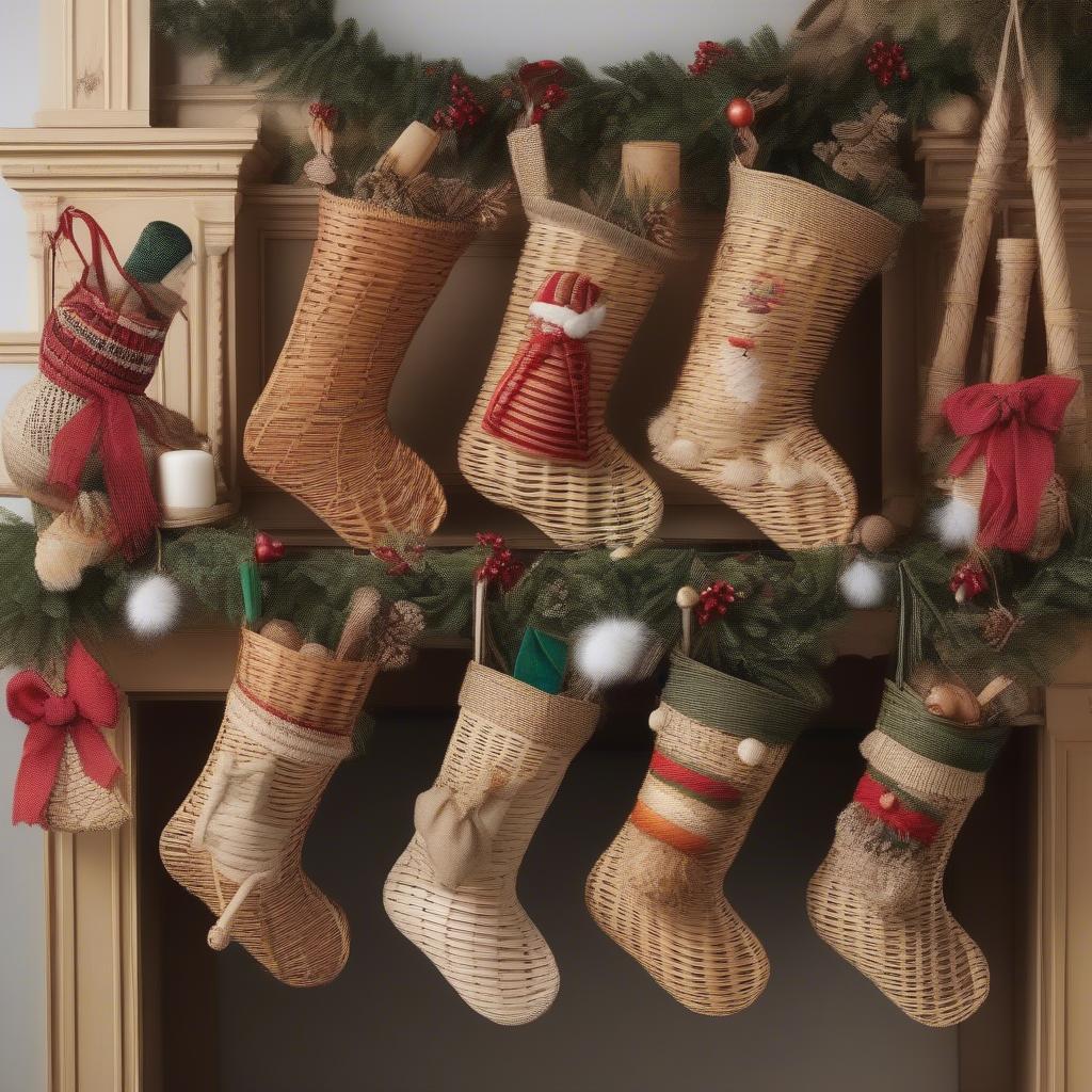 Wicker and Rattan Christmas in July Stockings