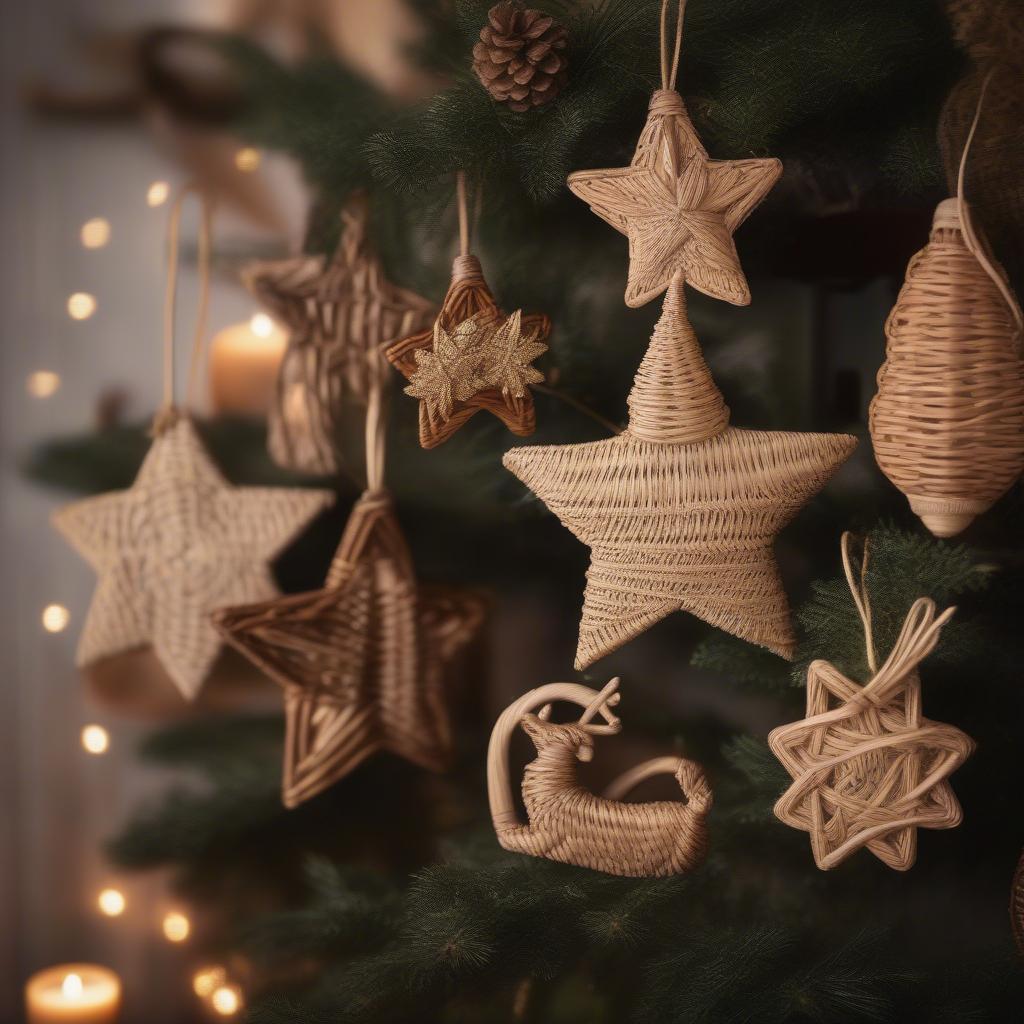 Wicker and Rattan Christmas Ornaments