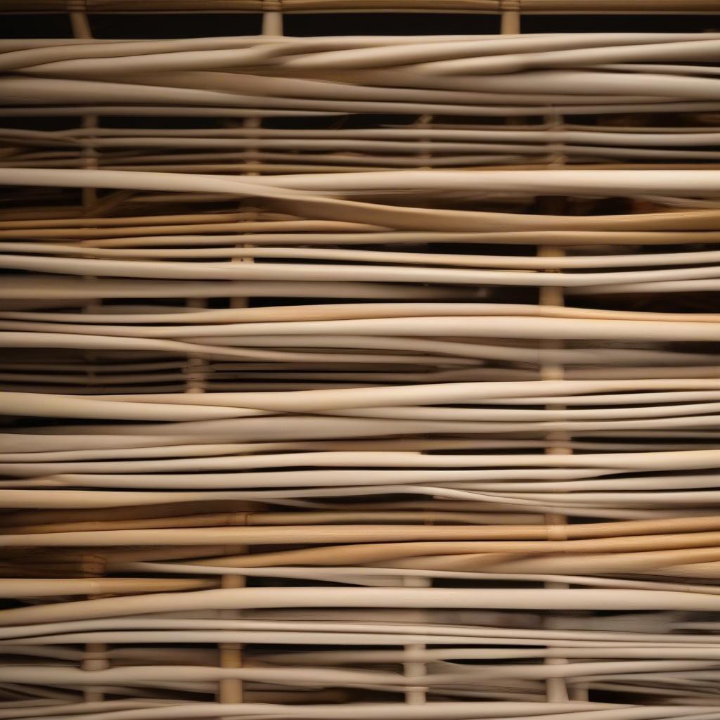 Close-up comparison of wicker and rattan materials on a 20 x 12 frame.