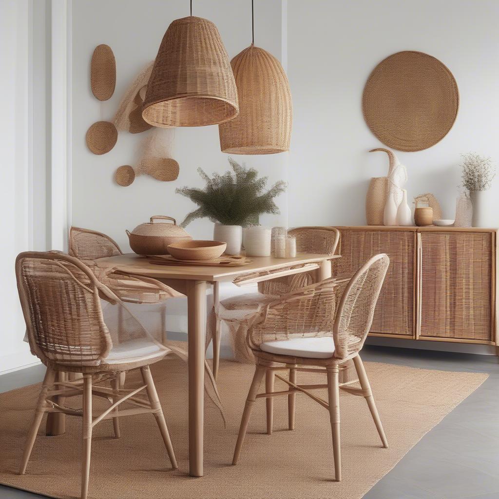 Wicker and Rattan Dining Room Decor Ideas