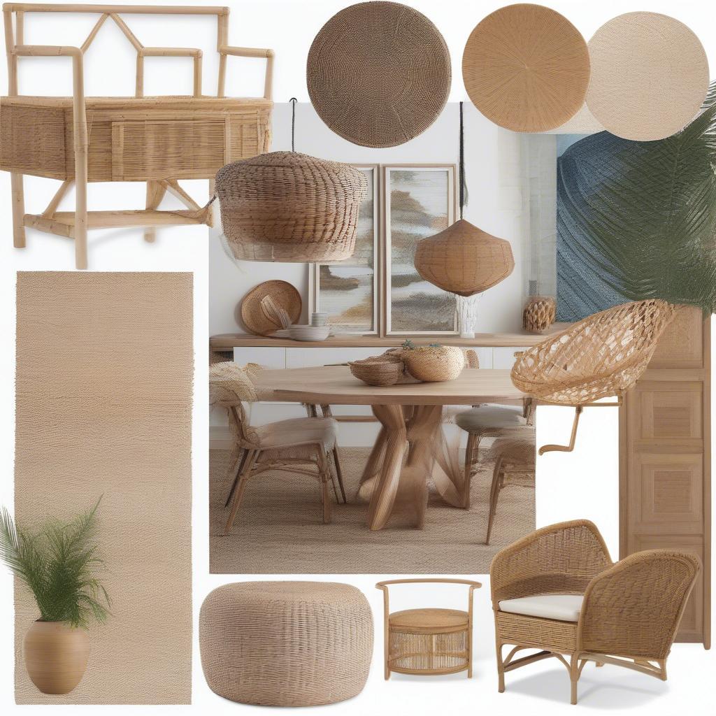 Different dining room styles featuring wicker and rattan decor