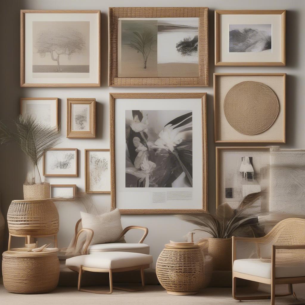 Wicker and Rattan Framed Images: Examples of Different Styles and Sizes