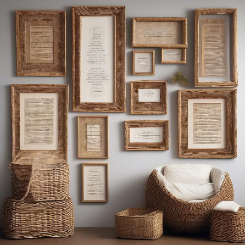 Examples of quotes framed with wicker and rattan elements, highlighting the natural and textured aesthetic they bring.