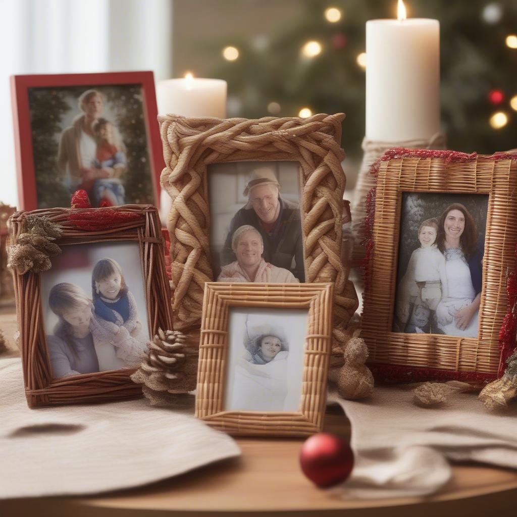 Wicker and Rattan Frames for Holiday Photos