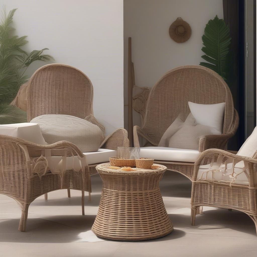 Wicker and rattan furniture showcasing its durability in various outdoor and indoor settings.