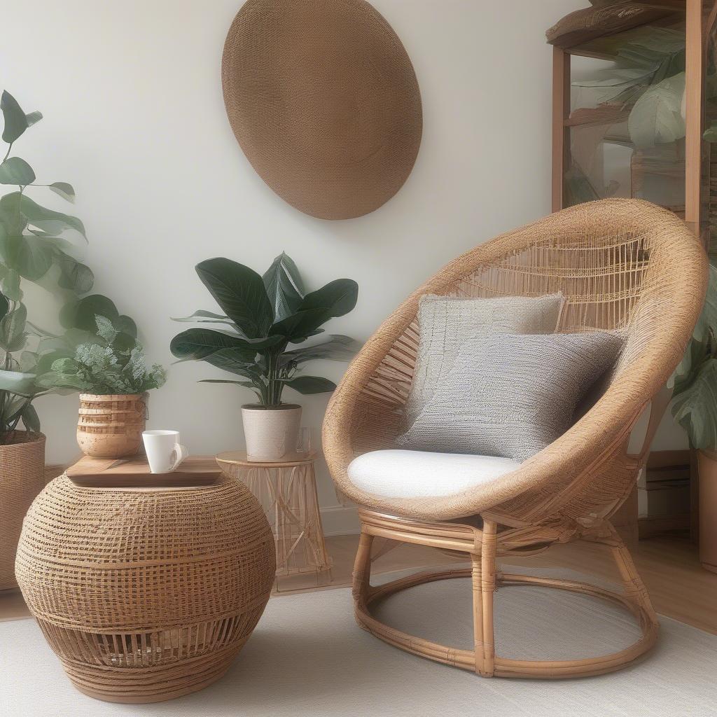 Wicker and Rattan Furniture in a Living Room Setting