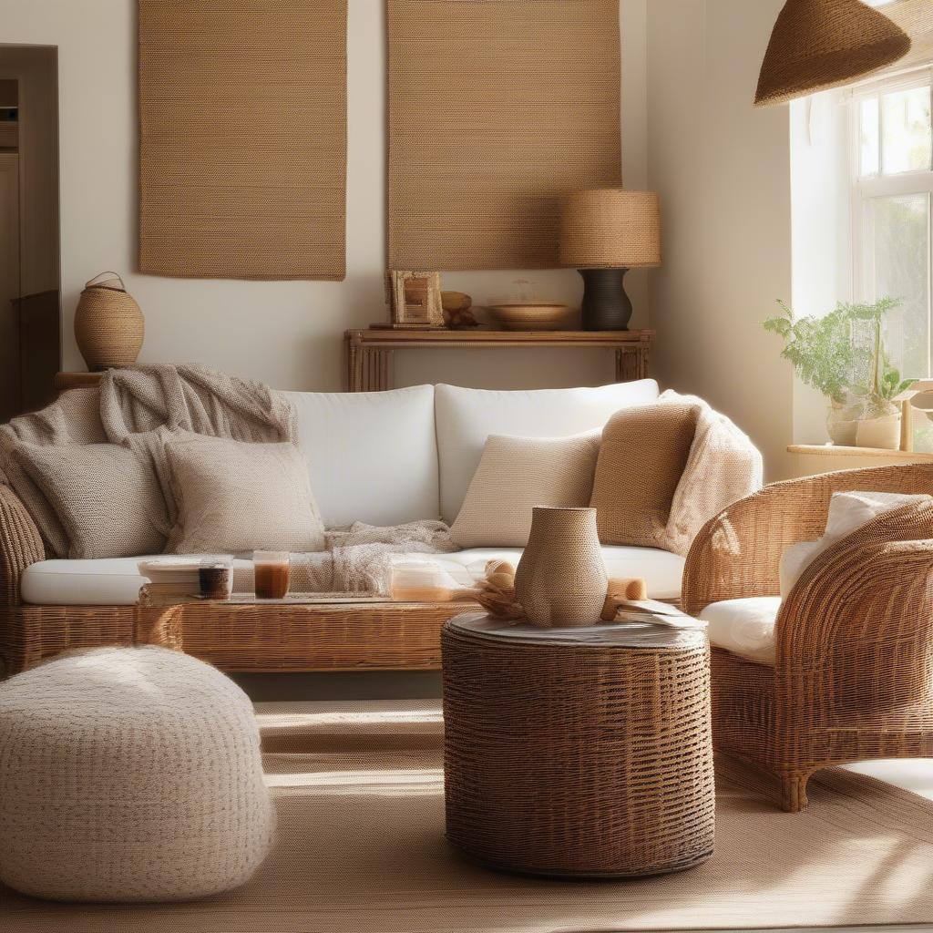 Wicker and Rattan Furniture in a Living Room