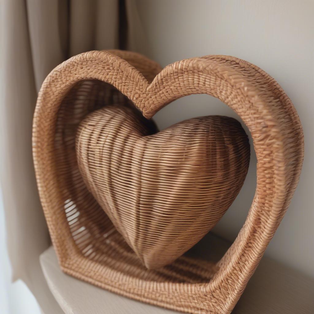 Wicker and Rattan Heart Shaped Basket Representing Everlasting Love