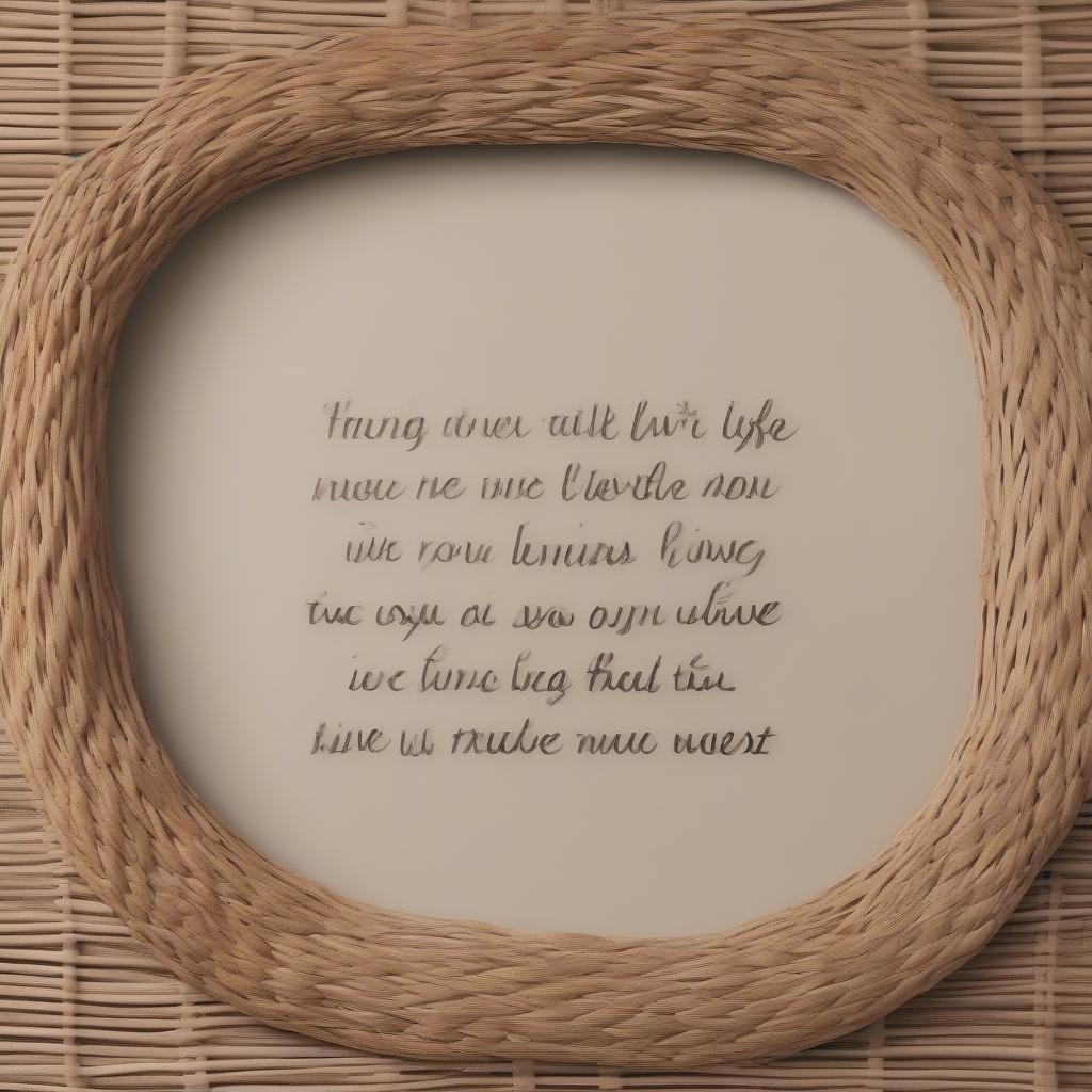 Wicker and rattan wall art featuring inspirational quotes.