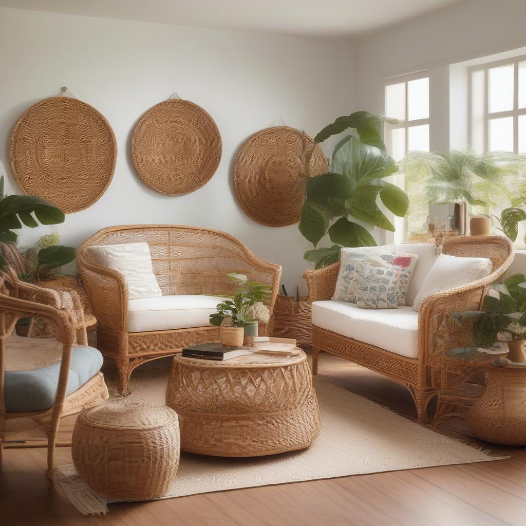 Wicker and Rattan Furniture in a Living Room