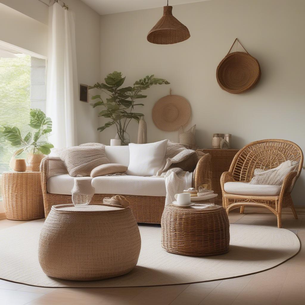 Wicker and Rattan Living Room Decor