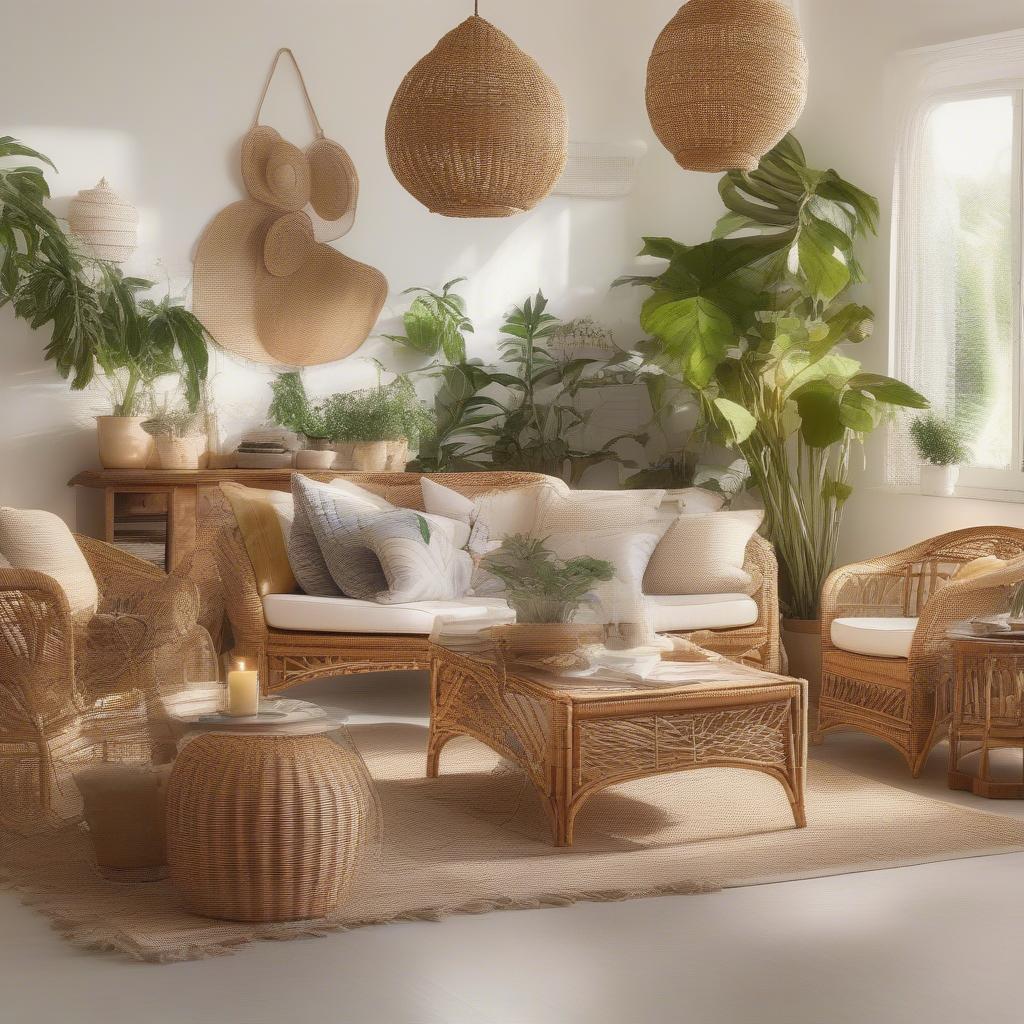 Wicker and Rattan Furniture in a Living Room