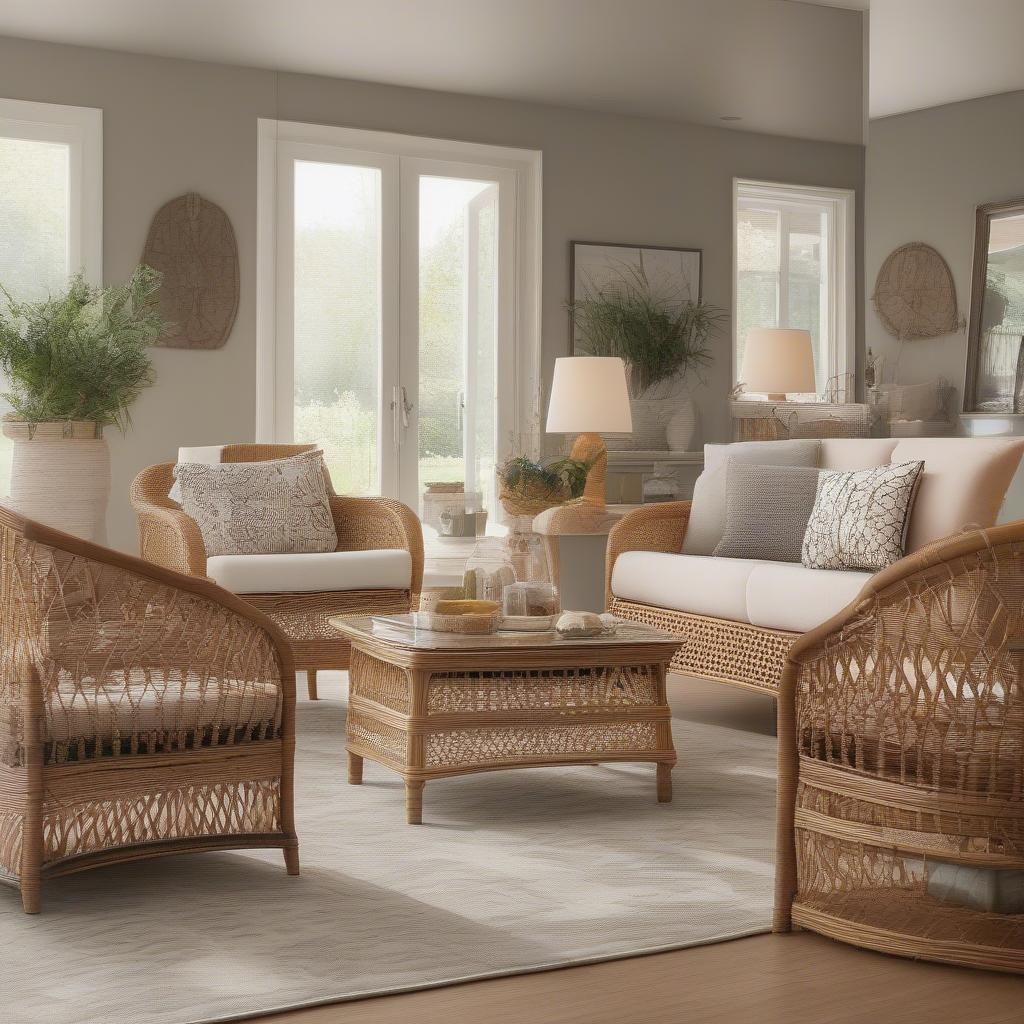 Wicker and Rattan in a Living Room Setting