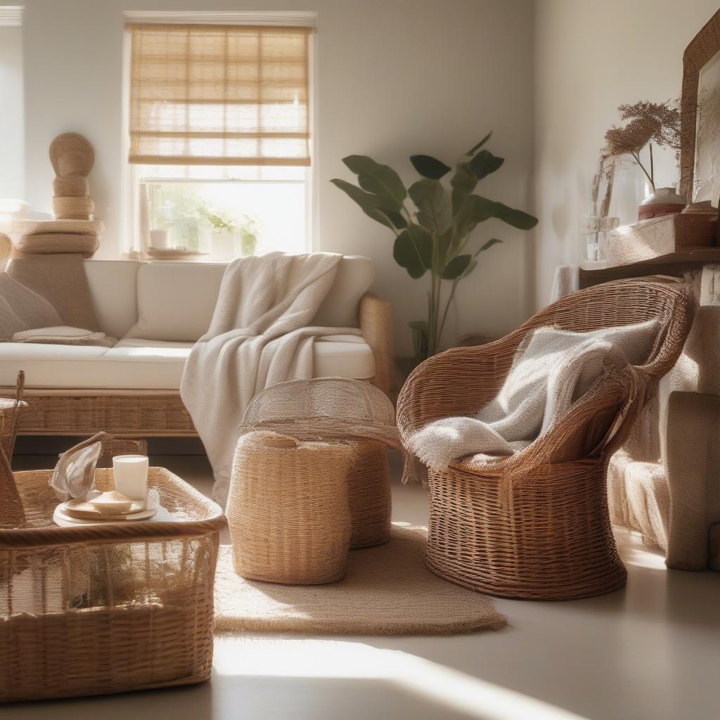 Wicker and Rattan Living Room Decor