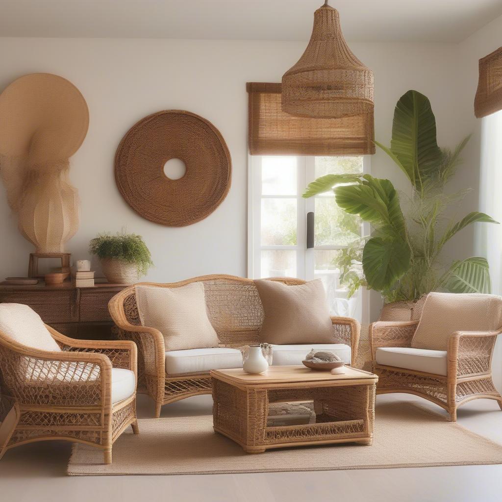 Wicker and Rattan Furniture in a Living Room