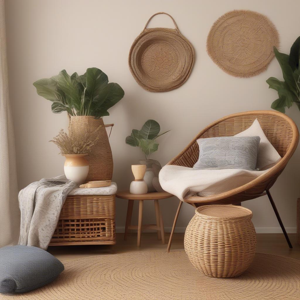 Wicker and Rattan Living Room Decor