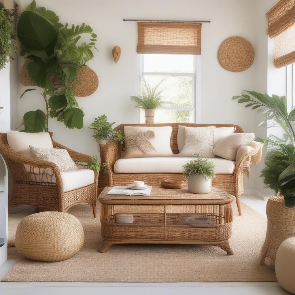 Wicker and Rattan Living Room Decor