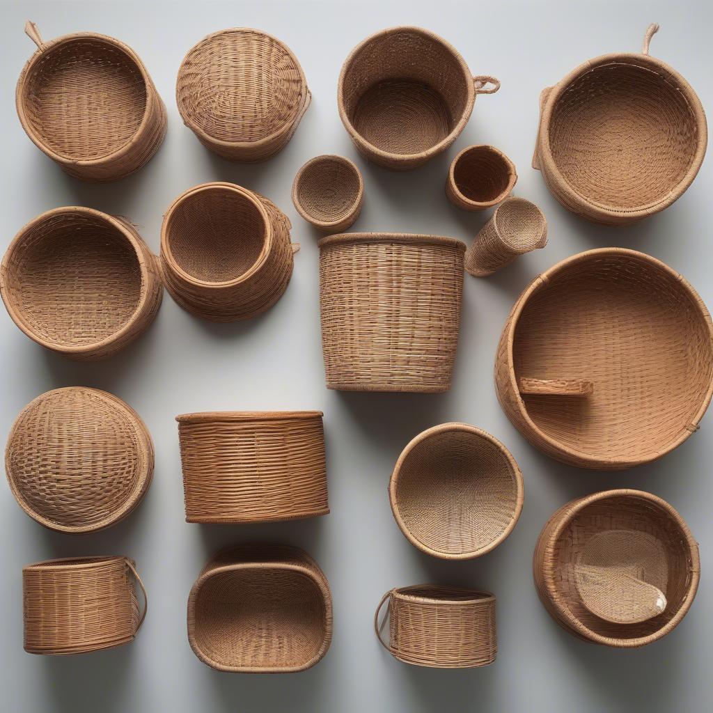 Wicker and Rattan Nesting Cups Set