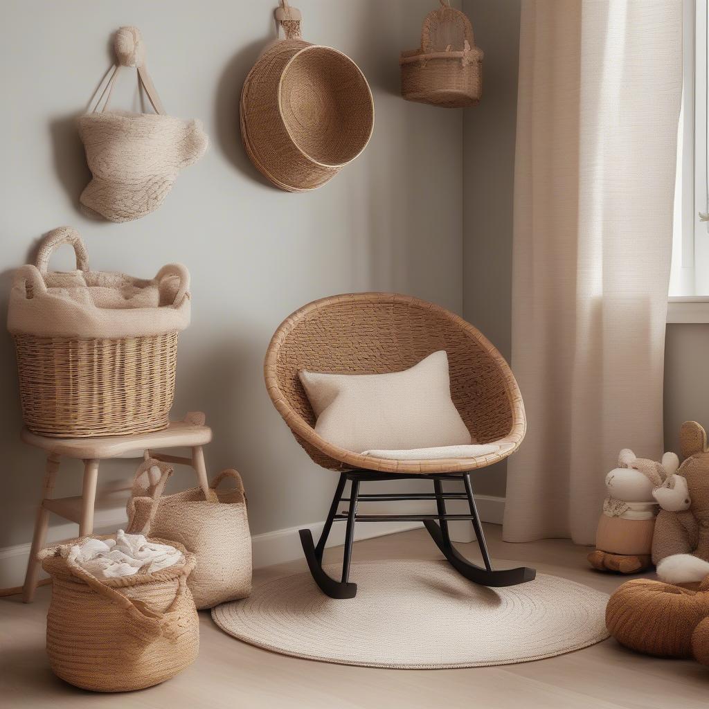 Wicker and Rattan Nursery Storage and Rocker