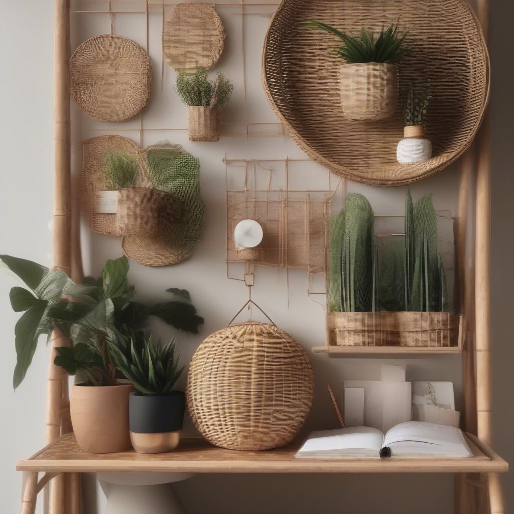 Wicker and Rattan Office Wall Decor