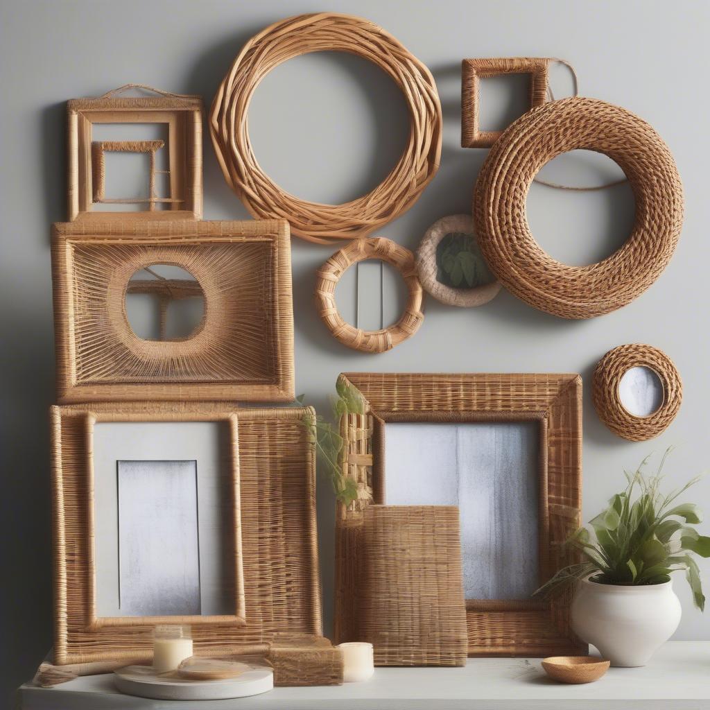 Variety of Wicker and Rattan Pic Frames