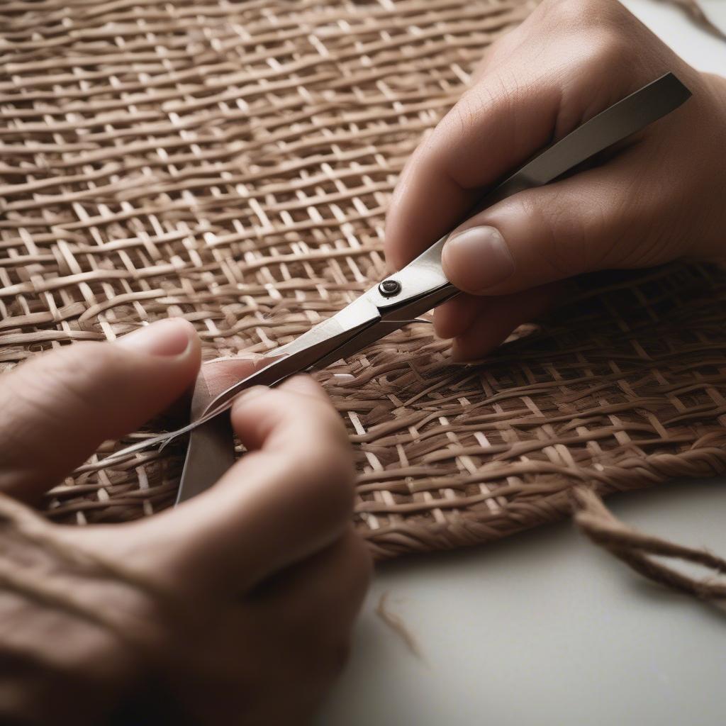 Wicker and Rattan Work with Stainless Steel Scissors